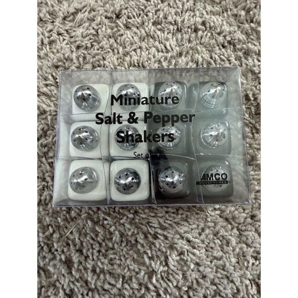 Set Of 12 Mini Crate & Barrel Salt & Pepper Shakers NEW